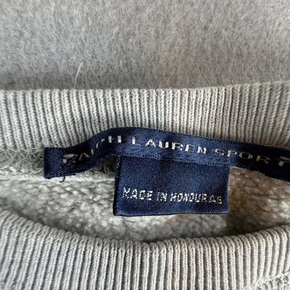 Polo Ralph Lauren Men's Gray Fleece V-Notch Crew Neck Sweatshirt Pony Pullover